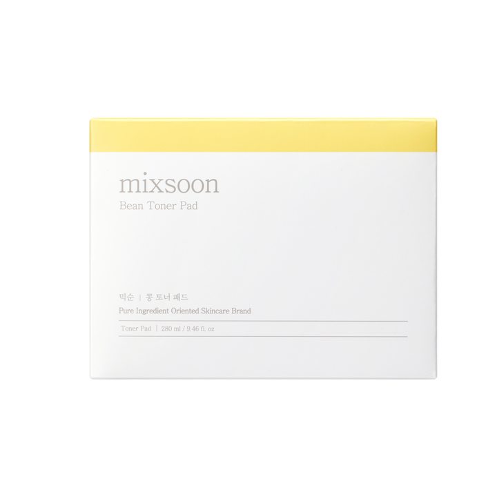 mixsoon Bean Toner Pad 280ml – moisturizing toner pads infused with seven types of bean extracts, including kidney bean, lentil, and wild soybean, along with vitamin E, hyaluronic acid, and allantoin, designed to nourish, hydrate, and gently exfoliate the skin. 