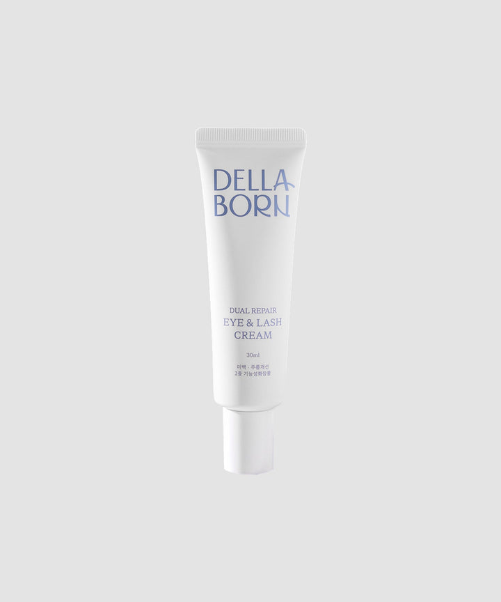 DELLA BORN Dual Repair Eye & Lash Cream 30ml – 2-in-1 formula enhancing eye elasticity and promoting fuller eyelashes with vegan collagen, retinol, and CAPIXYL™. 