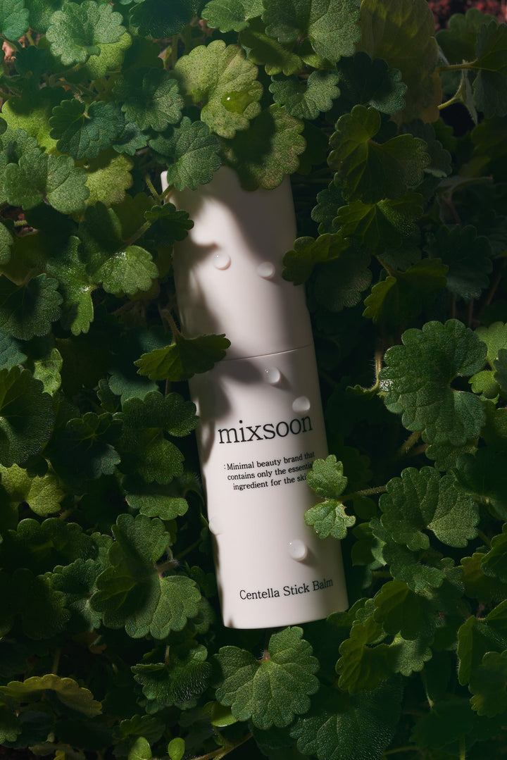 Mixsoon Centella Asiatica Stick Balm 11.5ml – portable skincare balm with 10,000 ppm Centella Asiatica Extract and 8 plant-based extracts for hydration and soothing relief. Enriched with Tocopheryl Acetate and Alpha-bisabolol for wrinkle improvement and skin brightening. Non-sticky, refreshing texture suitable for all skin types. 