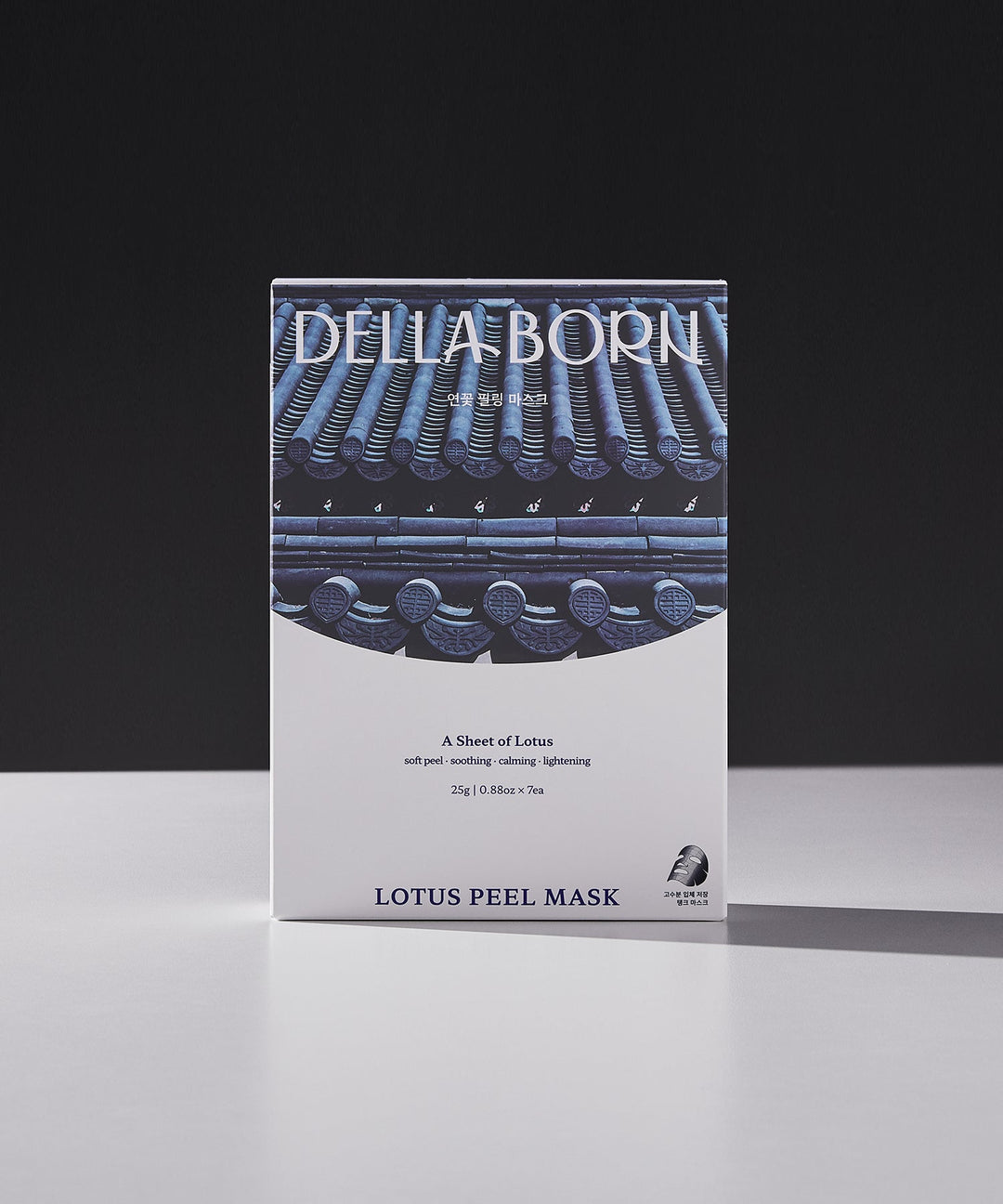 DELLA BORN Lotus Peel Mask 25g x 7ea – High-moisture 3D storage tank mask offering peeling, moisturizing, soothing, whitening, and radiance improvement; formulated with AHA, BHA, PHA, and white willow bark extract to gently remove dead skin cells and impurities without irritation. 