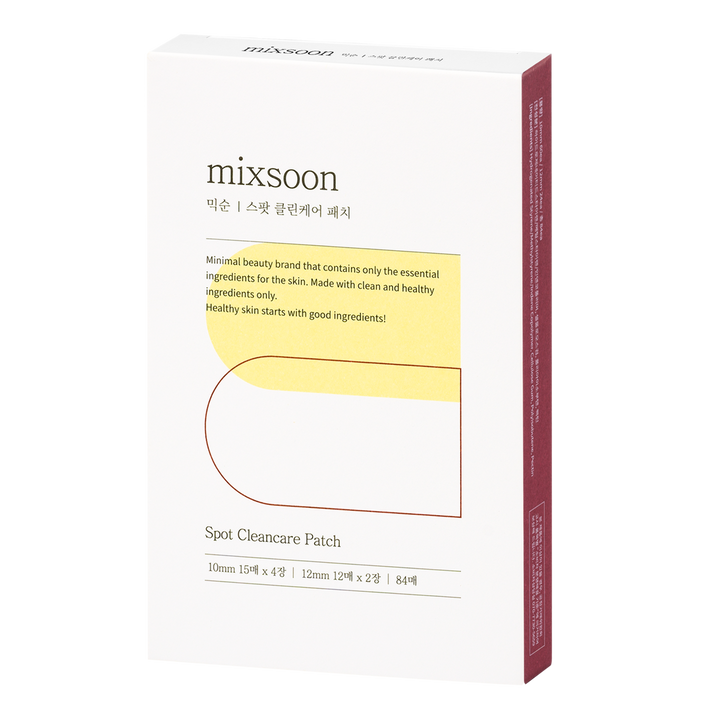 mixsoon Spot Clean Care Patch 84ea – Invisible acne care patches in two sizes (10mm and 12mm) that conceal blemishes, promote faster healing, and protect against water and bacteria. 