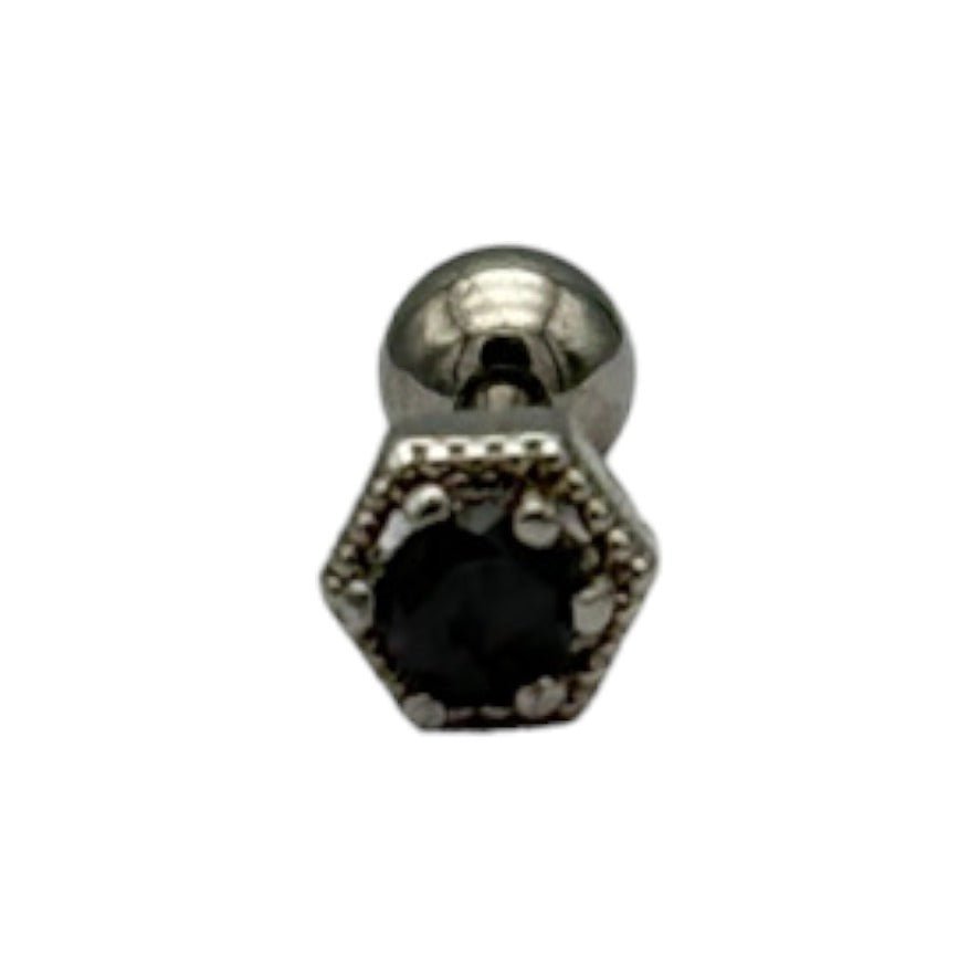 etreM Black Hexagon Piercing [Ear] - UJUGLOW