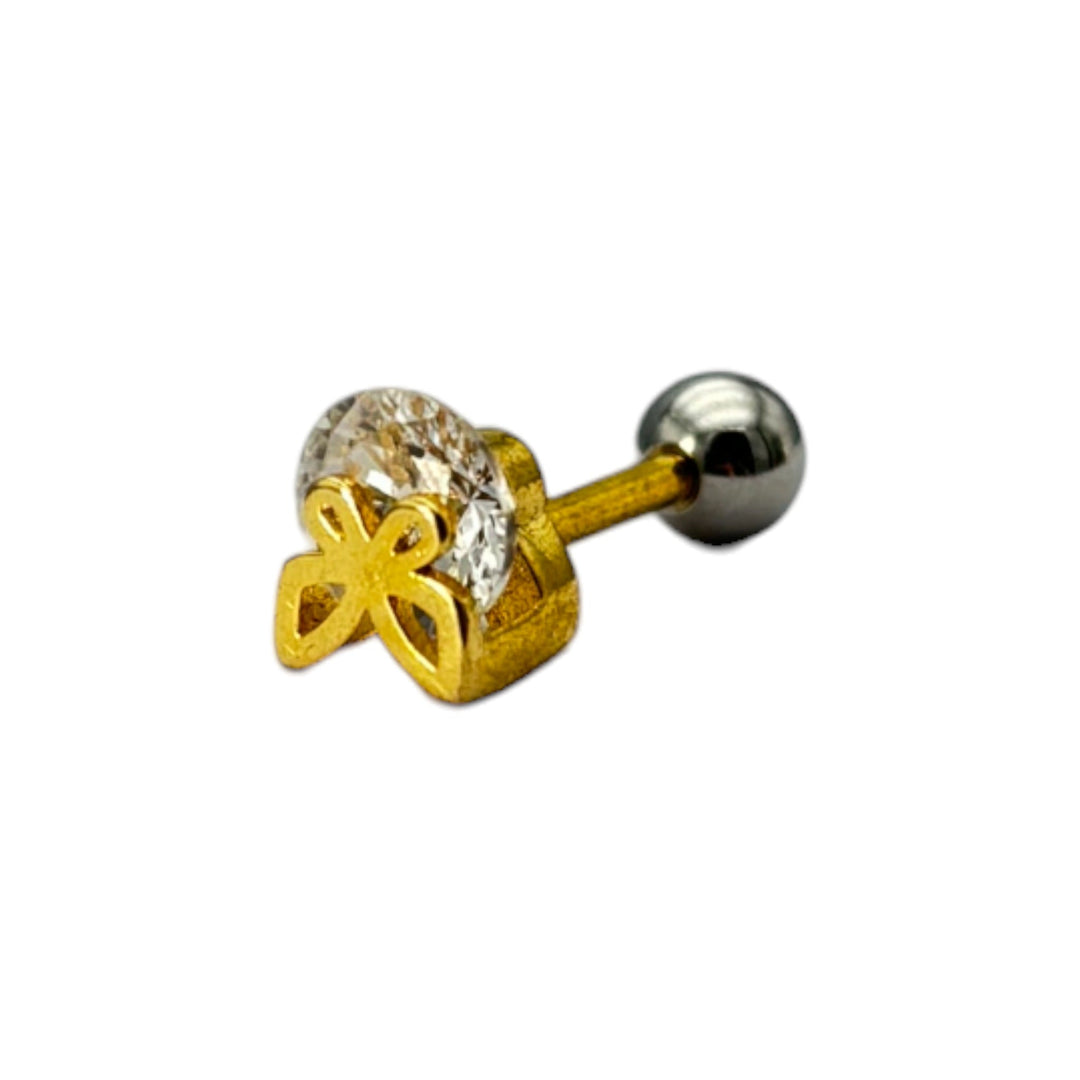 etreM Butterfly on Cubic Gold Piercing [Ear] - UJUGLOW