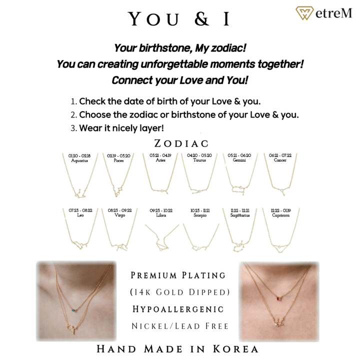 etreM Zodiac Sign Necklace - UJUGLOW